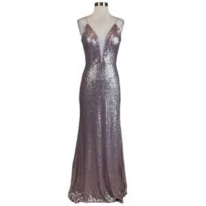 AQUA Sleeveless V-Neck A-Line Long Evening Gown Purple Size 4 Formal Dress